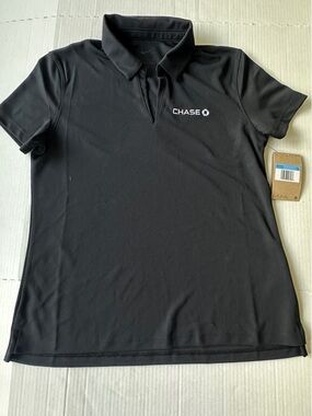 NWT Nike Golf Womens‎ Small Polo Shirt V-Neck Chase logo FV5510-010 Blk Black